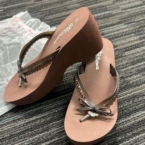 Brand new Brown Rhinestone Wedge Sandals - brand is Sparkilicious